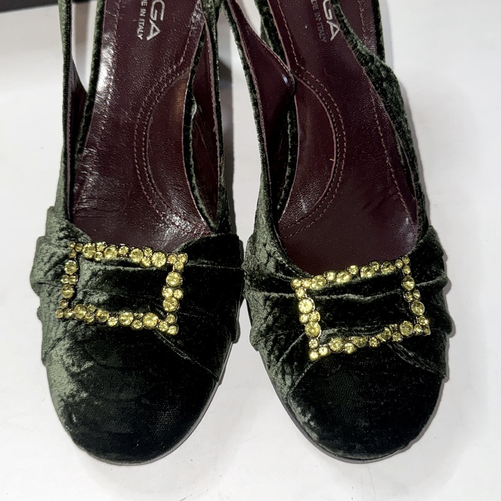 Via Spiga Green Velvet Python Shoes - Picture 7 of 9